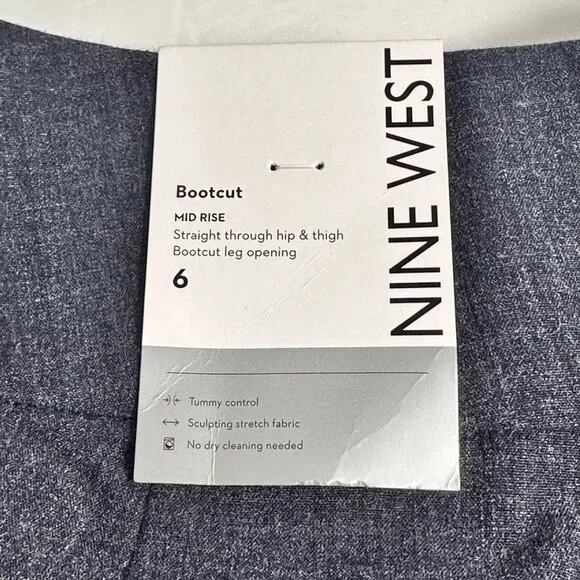 Nine West Womens Bootcut Pants Size 6 Navy Mid Rise Stretch Fabric Academia - Picture 6 of 12